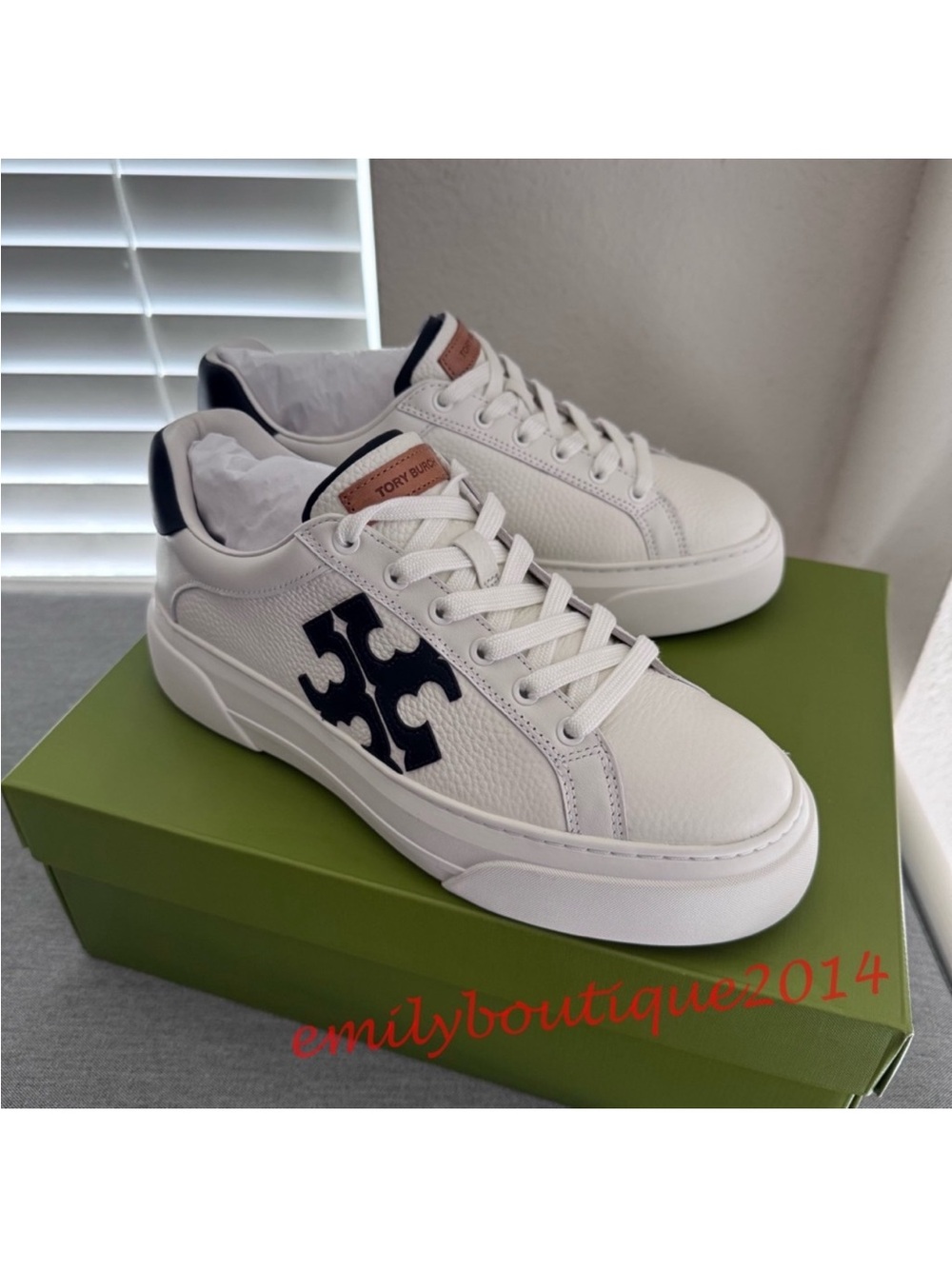 NIB Tory Burch Size 9 Signature Color Block Platform Leather Sneaker Shoes